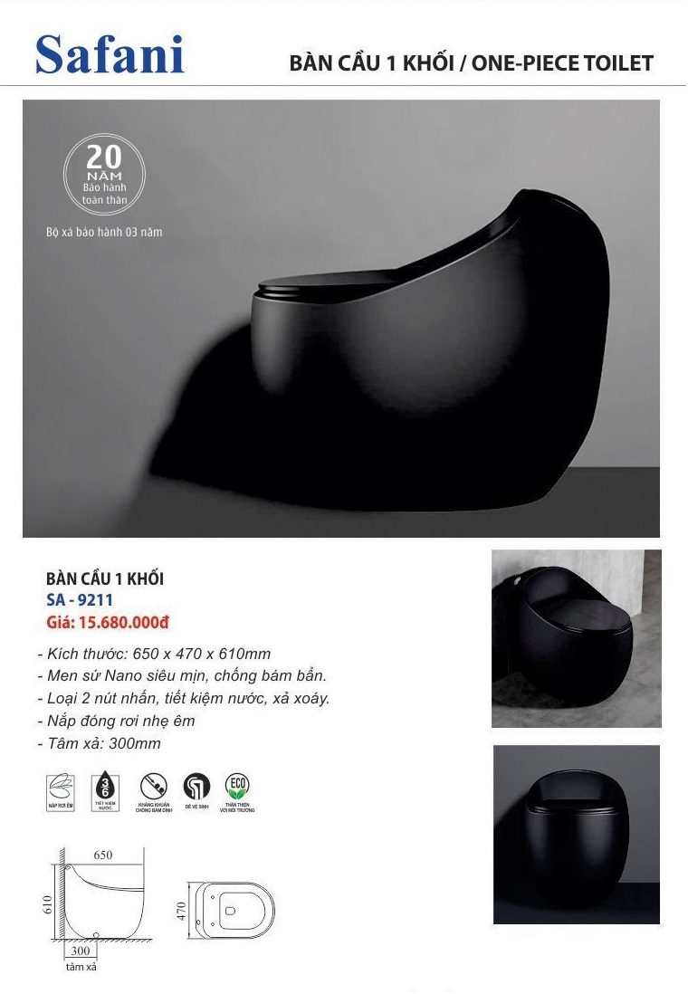 Thiết bị vệ sinh SAFANI bảng giá và catalogue mới nhất