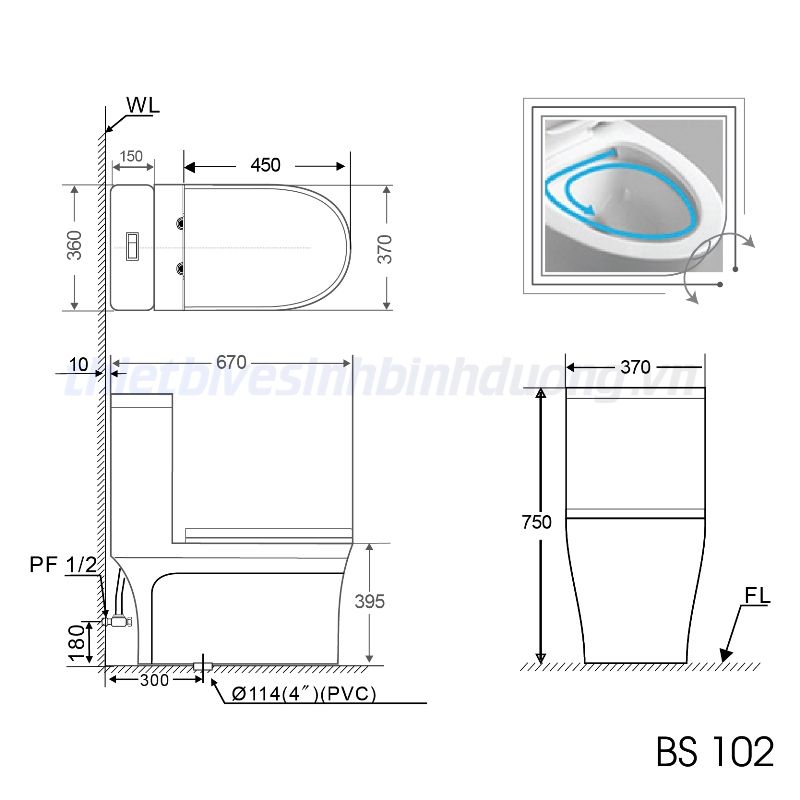 Bồn cầu liền khối Basic BS102