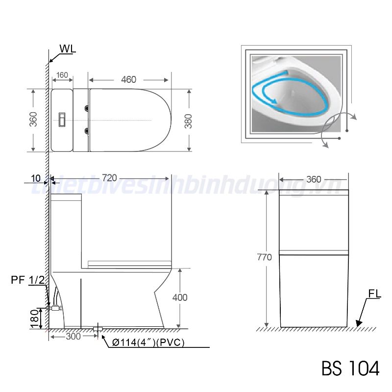 Bồn cầu liền khối Basic BS104
