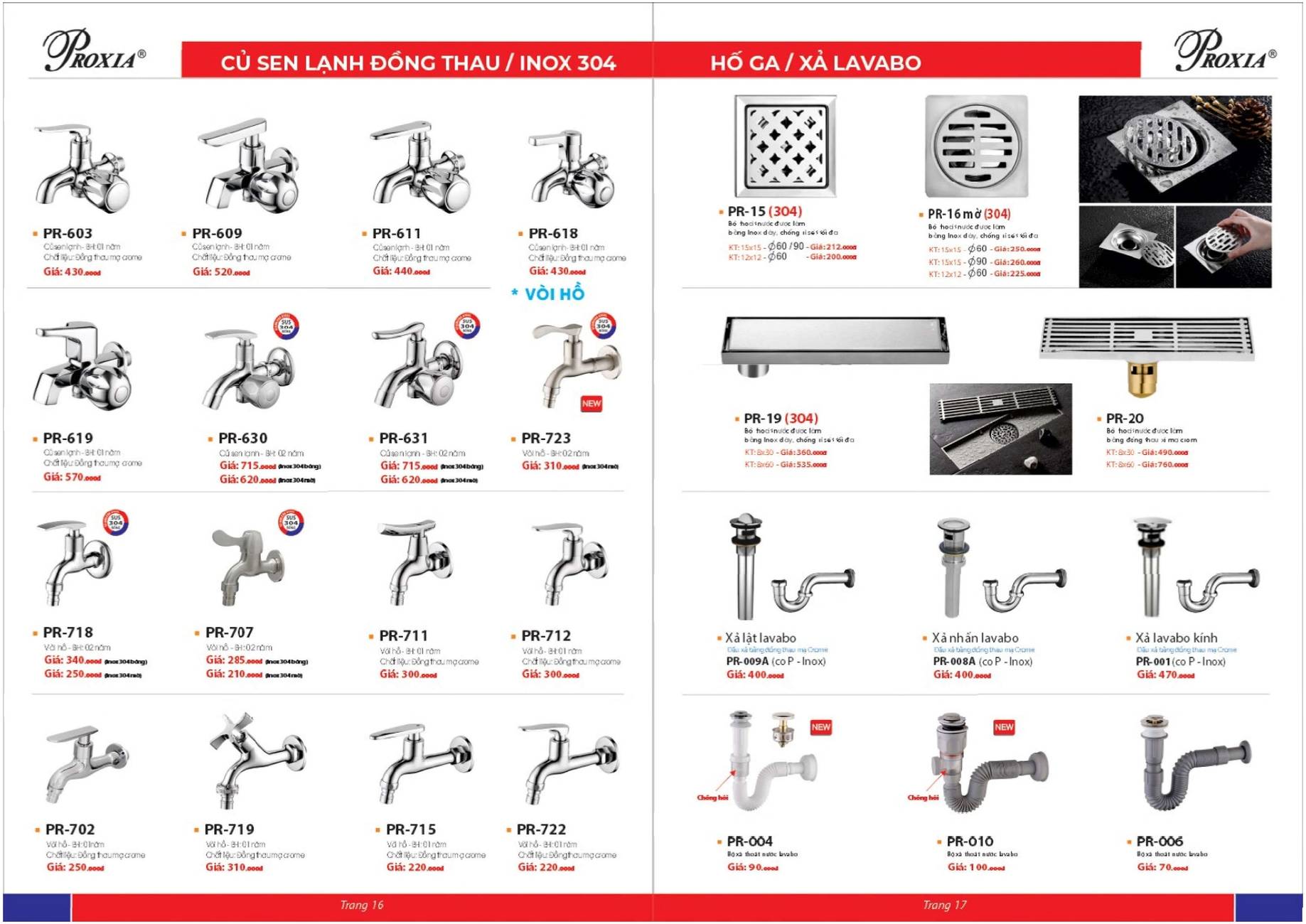 Proxia 2026, Thiết bị vệ sinh Proxia, Bảng giá Proxia, Catalogue Proxia ...