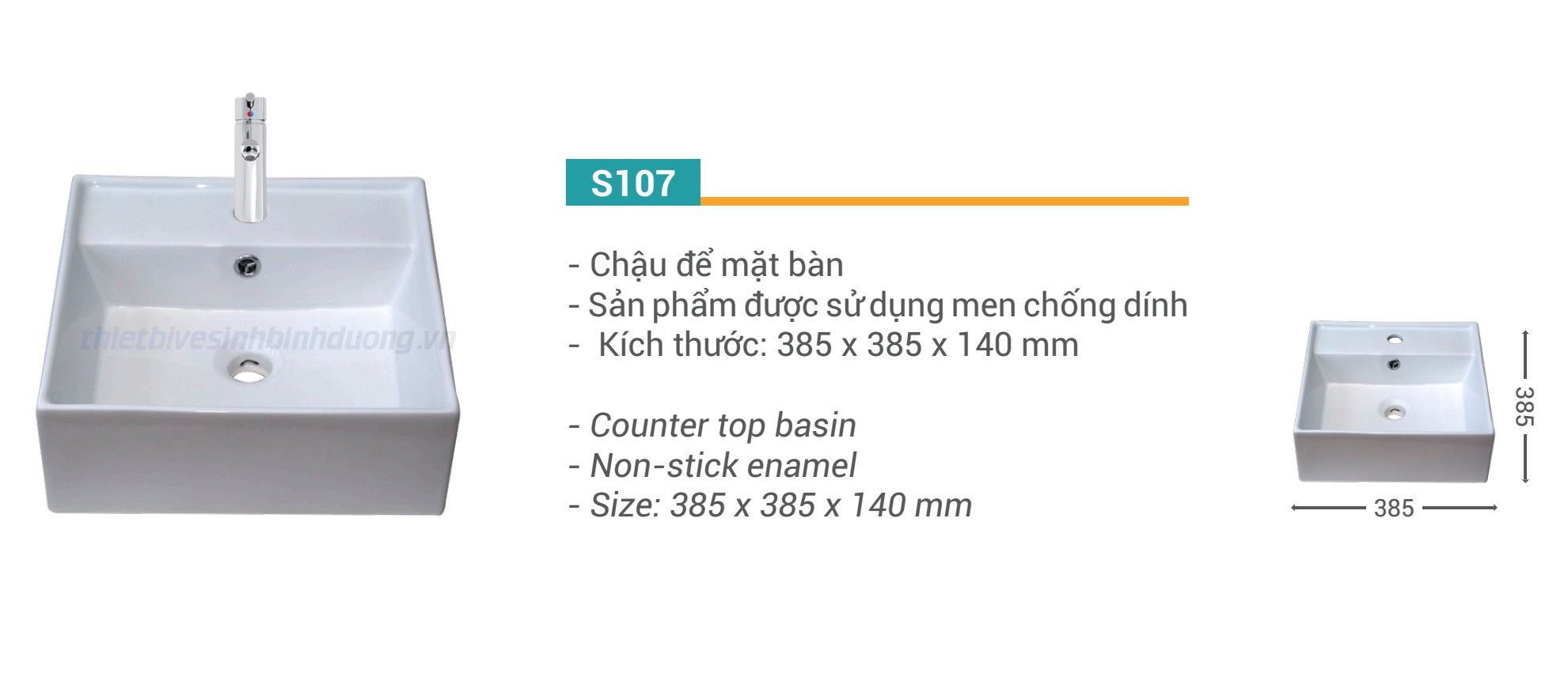 Lavabo sứ Siton S107